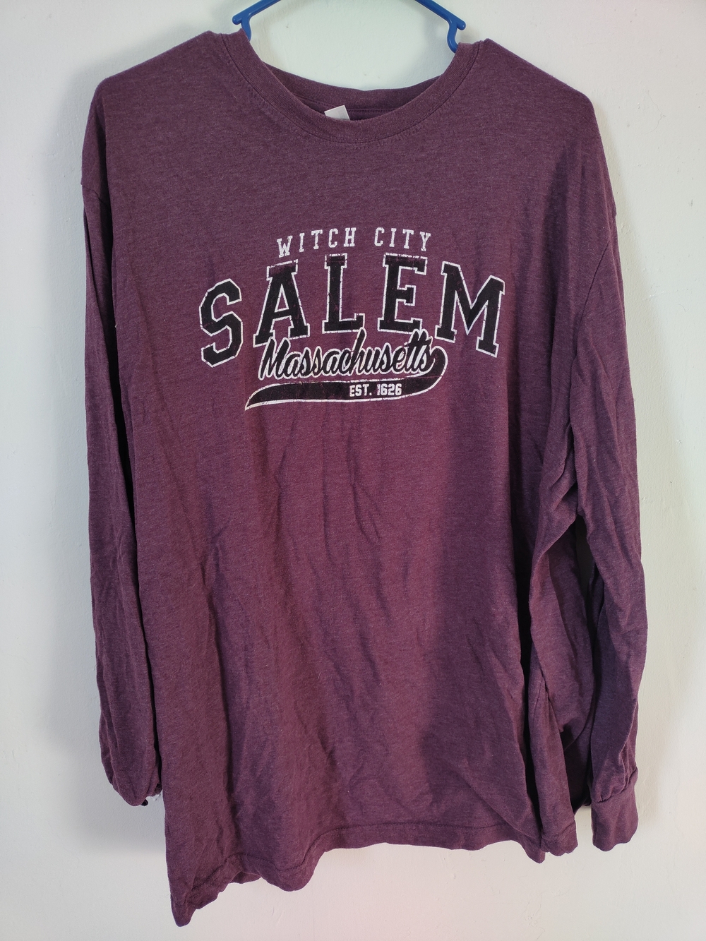 Salem Massachusetts Long Sleeve Tee - Maroon - Picture 1 of 3